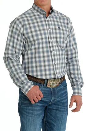 Cinch Men's Grey Blue Plaid Shirt