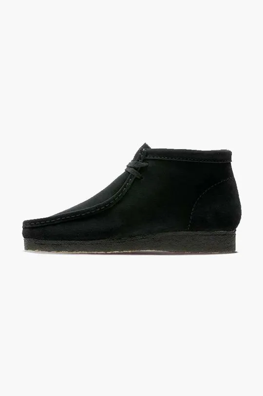 Clarks suede shoes Wallabee Boot men's black color 26155517