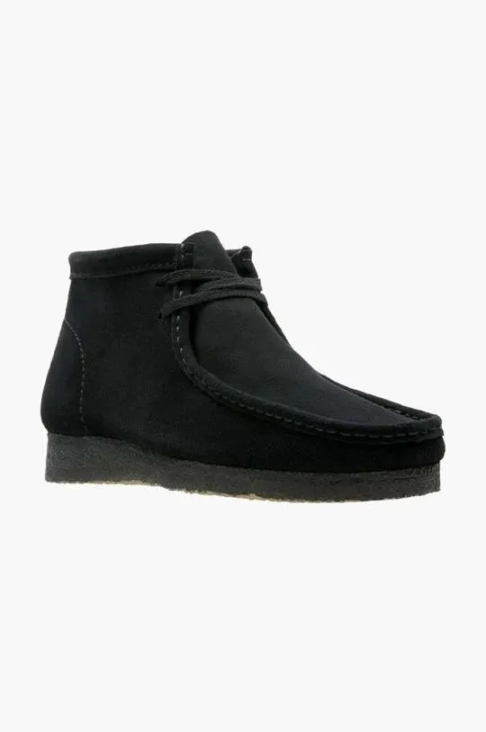 Clarks suede shoes Wallabee Boot men's black color 26155517