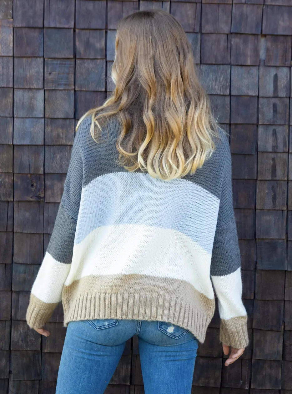 COLORBLOCK T NECK SWEATER