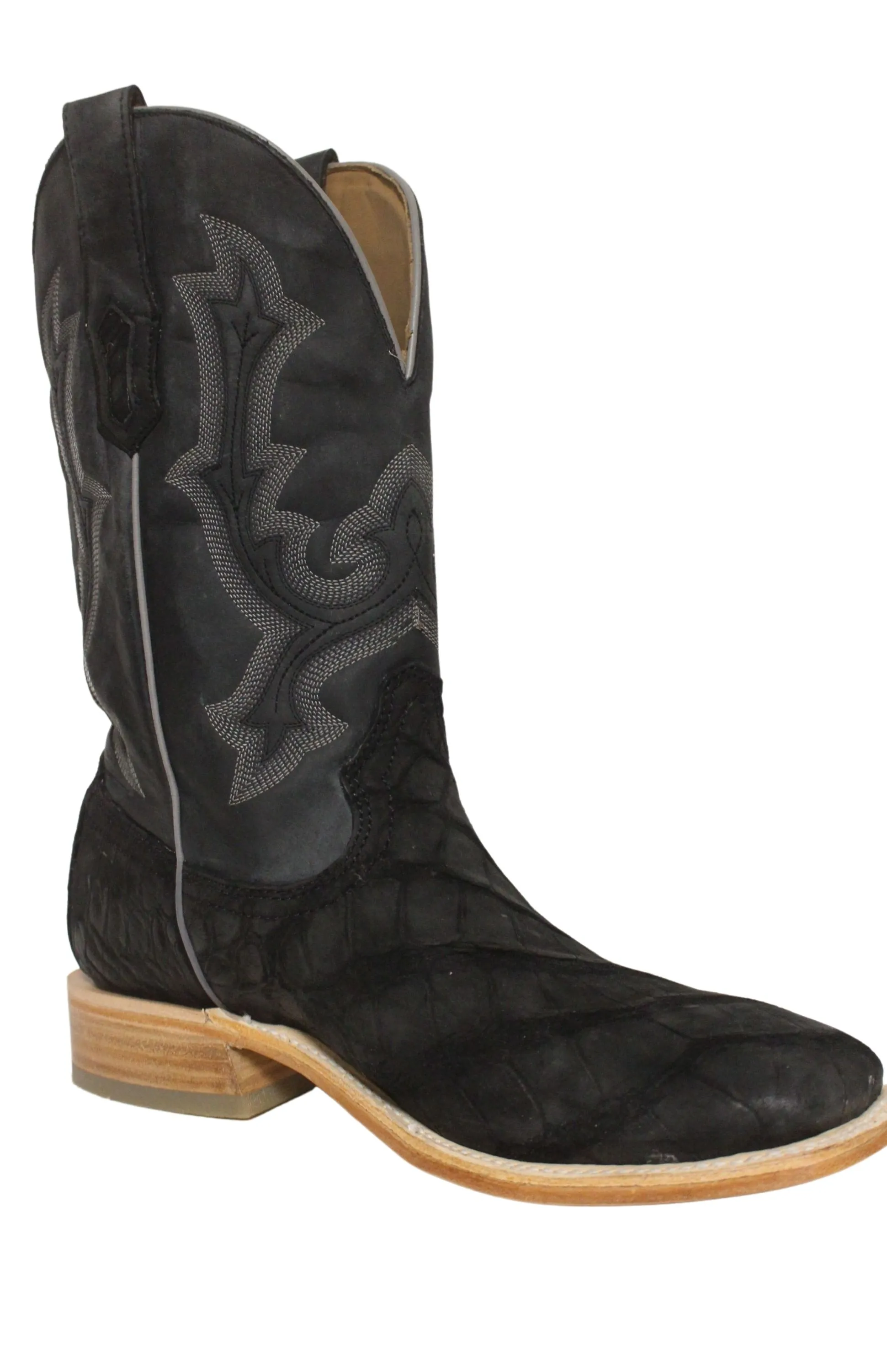 Corral Black Alligator Square Toe Boots for Men.