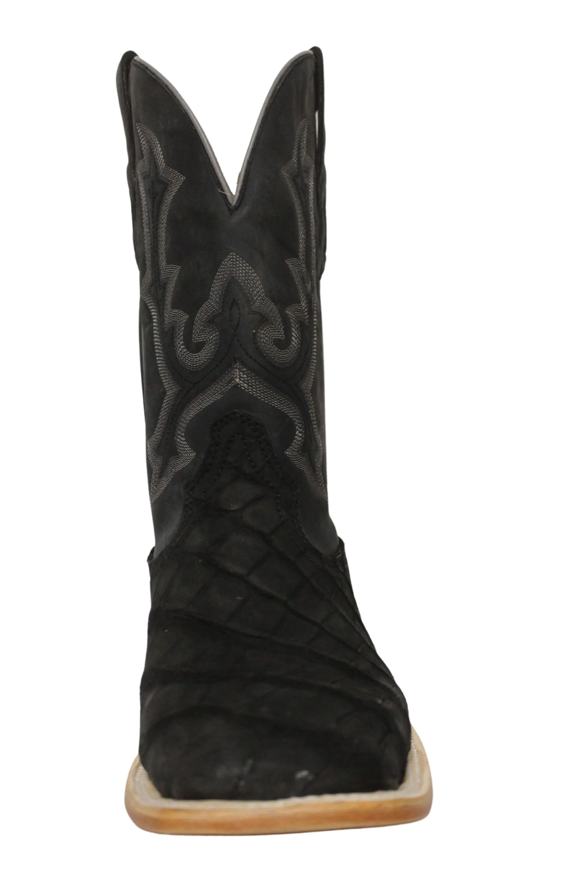 Corral Black Alligator Square Toe Boots for Men.