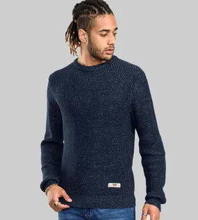 D555 Mens Rib Knit Jumper With Crew Neck (FLOWTON)