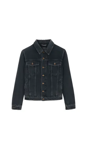 Dark Blue Black Denim Jacket - Classic Style