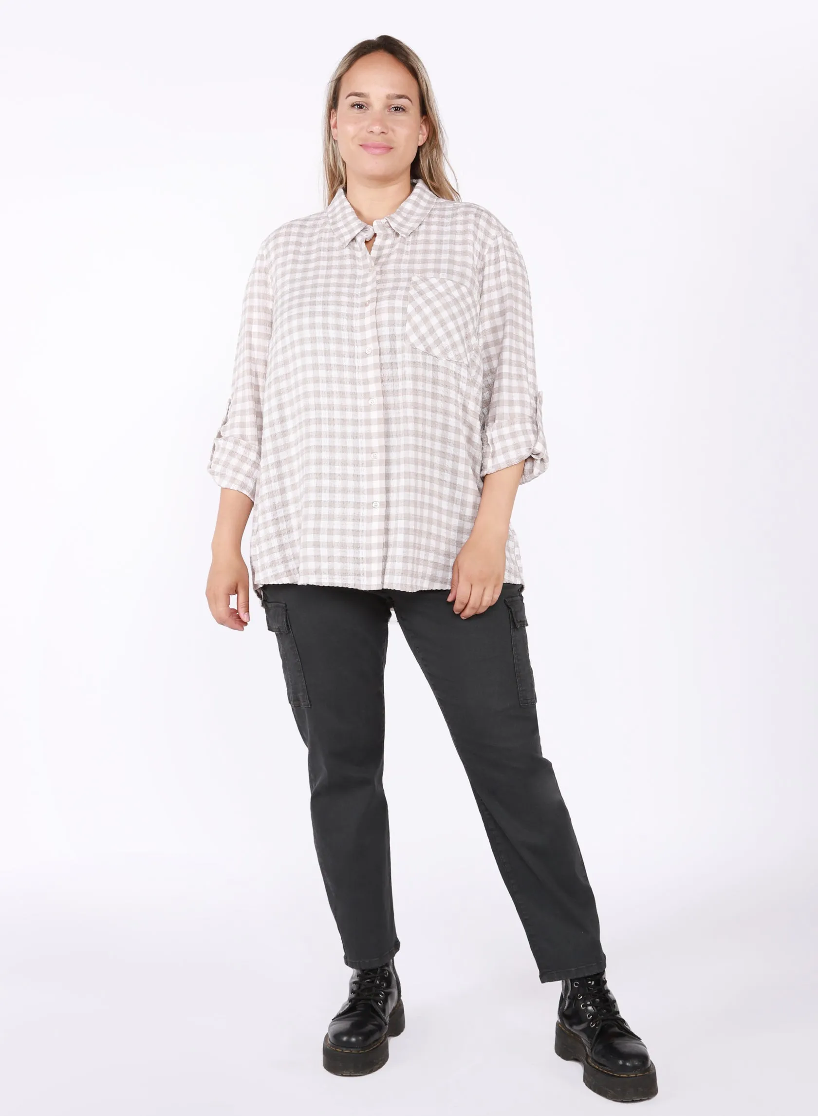 Dex Plaid Shirt with Plus Size Button Front