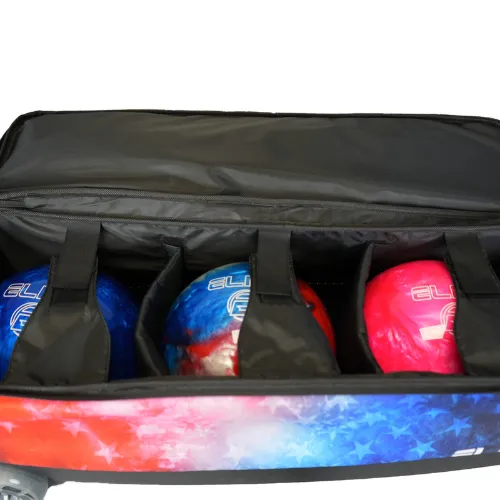 Elite Triple Roller Bowling Bag Red White Blue Freedom