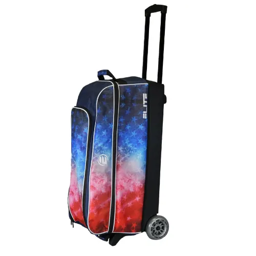 Elite Triple Roller Bowling Bag Red White Blue Freedom