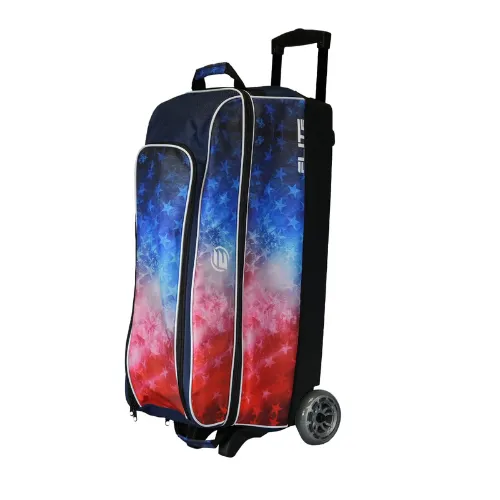 Elite Triple Roller Bowling Bag Red White Blue Freedom