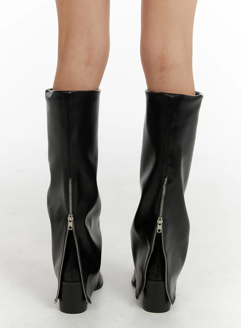 Faux Leather Boots with Back Zip CJ410