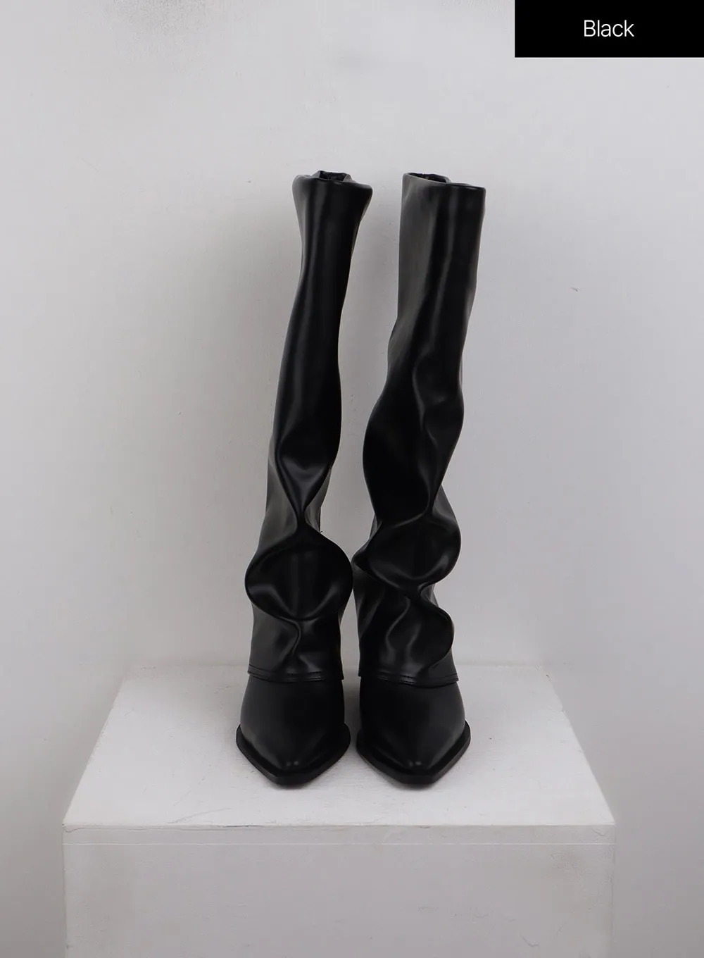 Faux Leather Boots with Back Zip CJ410