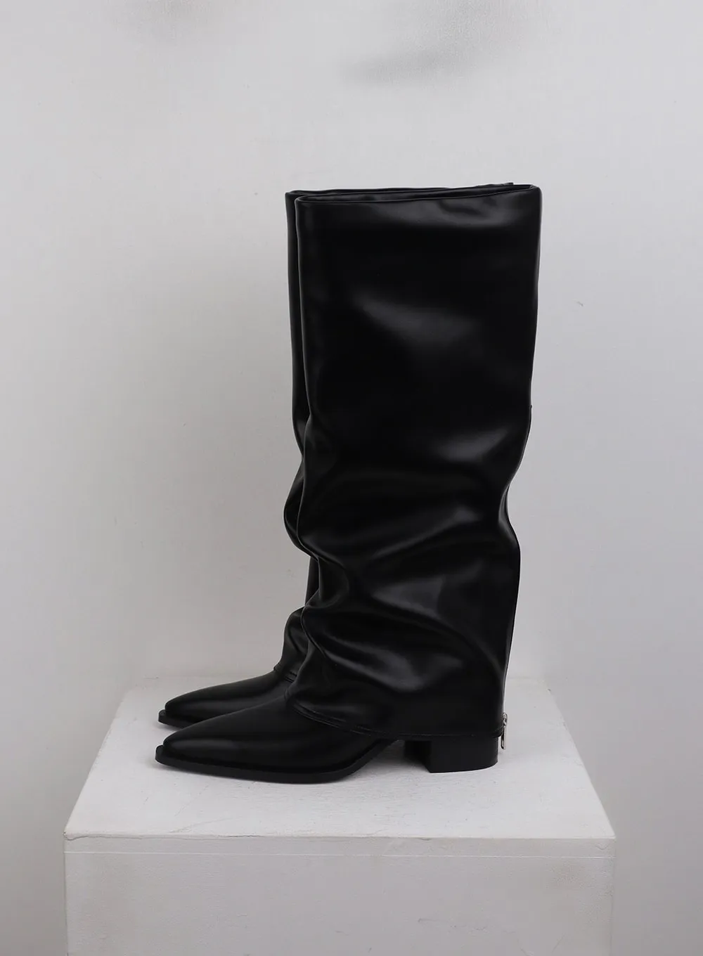 Faux Leather Boots with Back Zip CJ410