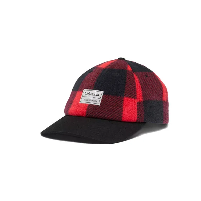 Fleece Ball Cap - Charcoal Heather Mountain Red Check Print Black