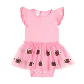 Football Sequin Short Sleeve Tutu Bodysuit