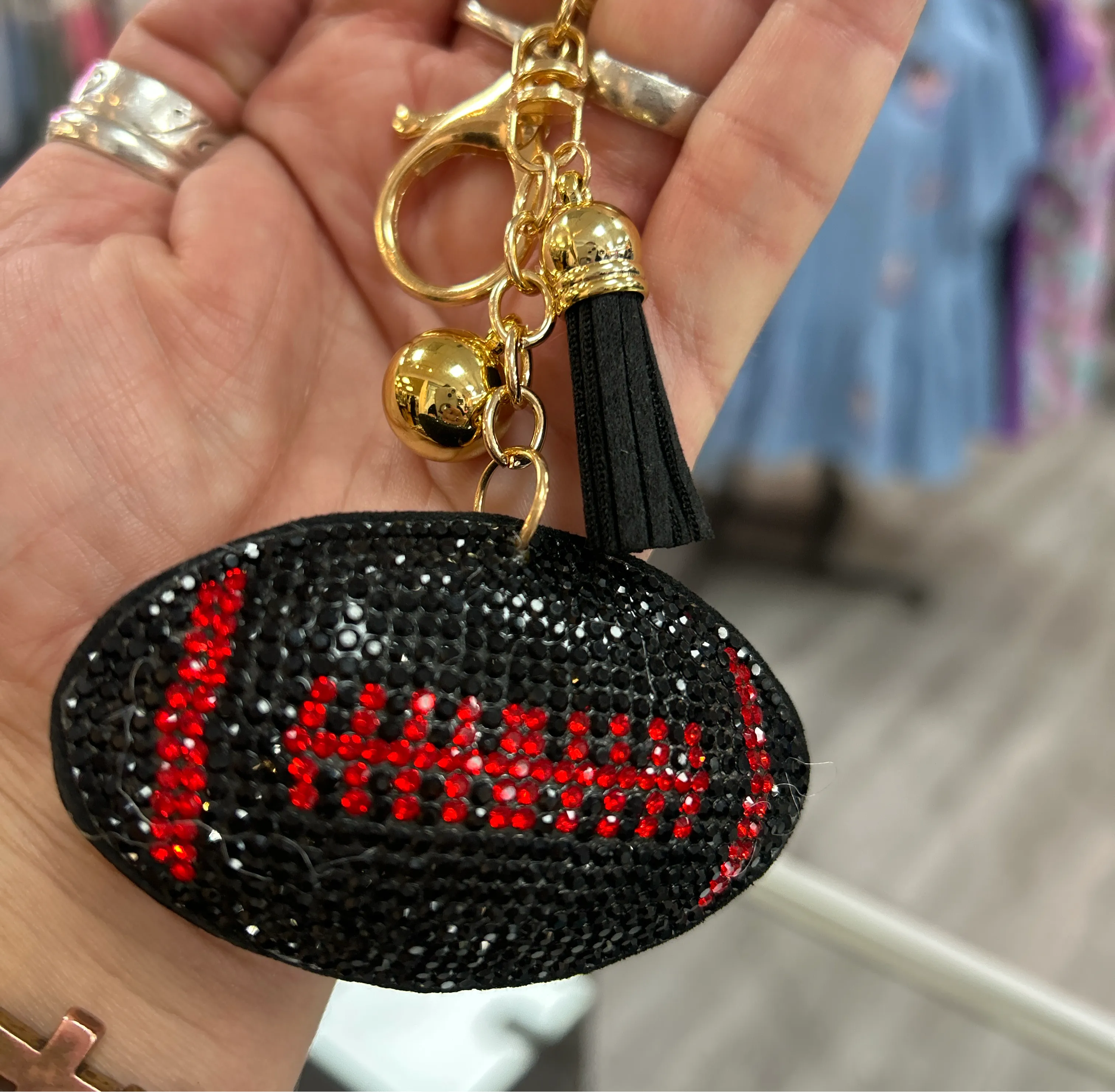 Football Sparkly Keychains