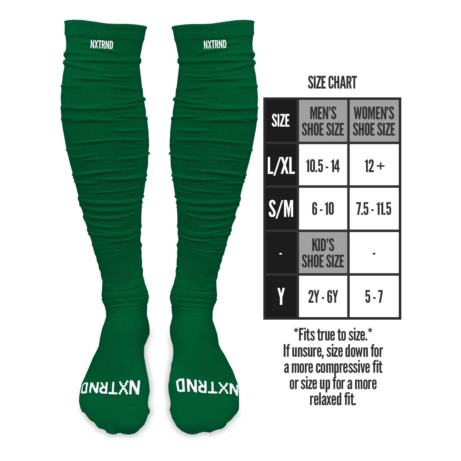 Green Football Socks with Extended Scrunch Design - Shop Now