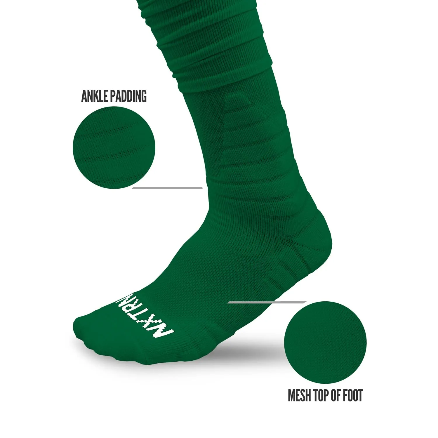 Green Football Socks with Extended Scrunch Design - Shop Now