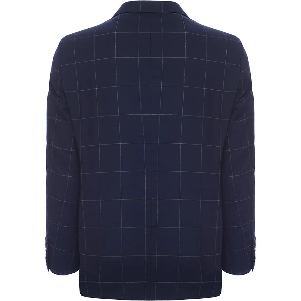 Hackett London Mens Fine Windowpane Blazer in Navy/Grey