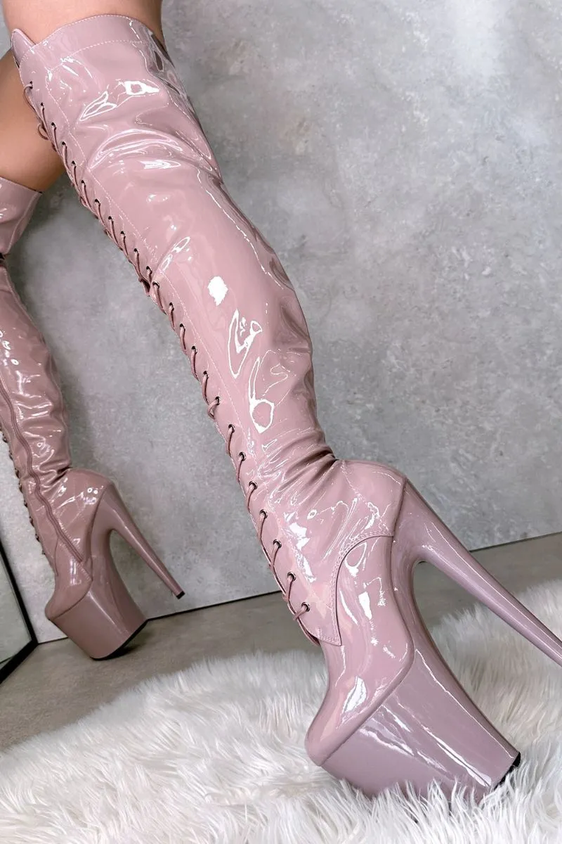 Hella Heels LipKit Thigh High Boots - Boujee