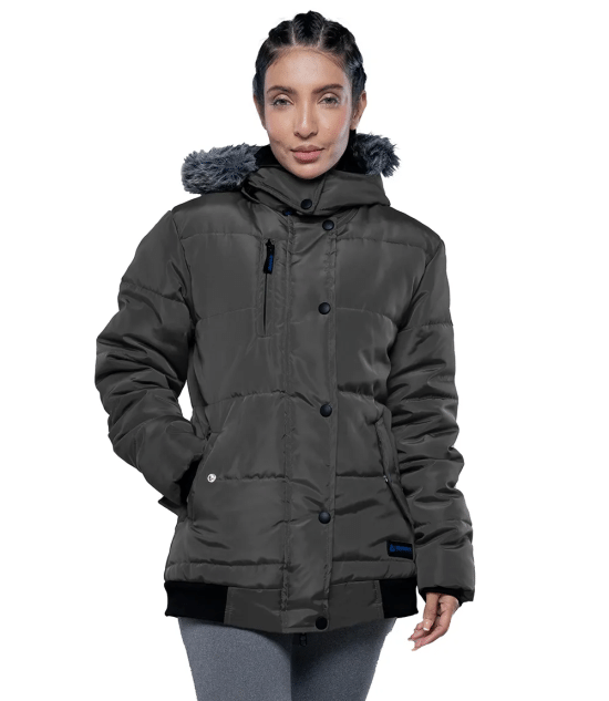 Jasmine Gray Faux Fur Hooded Puffer jacket