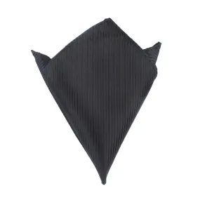 Jet Black Striped Pocket Square