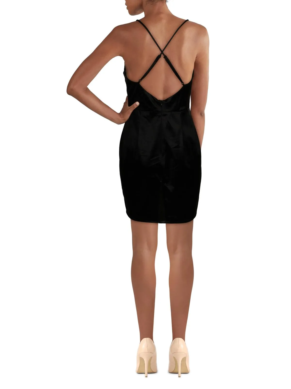 Jump Women's Black Spaghetti Strap Mini Cocktail Dress Size 11-12