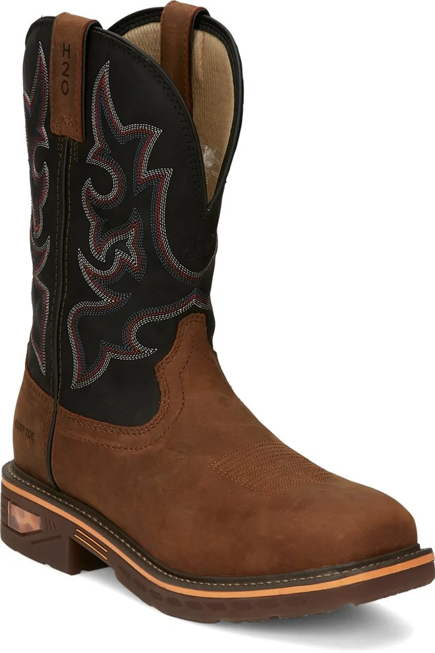 Justin Mens Boots CR4012  Resistor Nano Comp Toe Rustic Brown