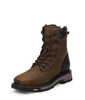 Justin Mens Boots WK200 8" Pipefitter Steel Toe Chocolate Brown