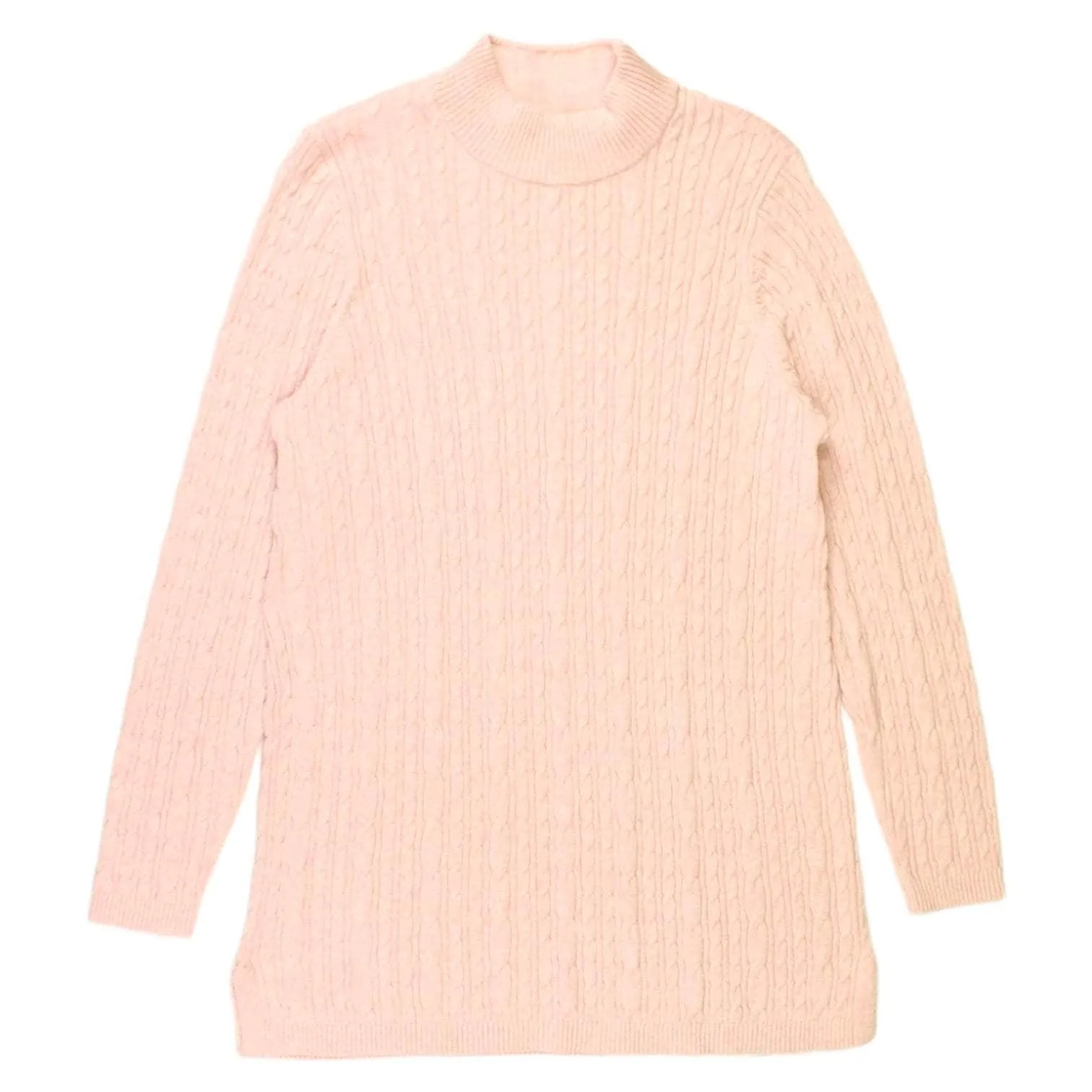 Lands' End Pink Cotton Cable Knit Sweater