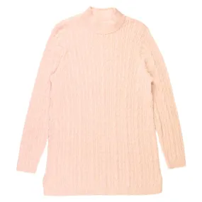 Lands' End Pink Cotton Cable Knit Sweater