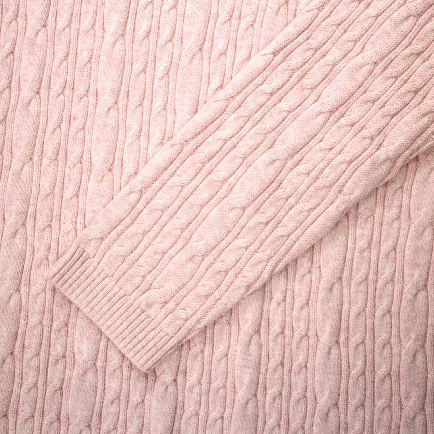 Lands' End Pink Cotton Cable Knit Sweater