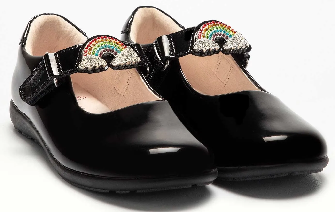 LELLI KELLY LK 8144 G FIT BRITE RAINBOW INTERCHANGEABLE STRAP SCHOOLE SHOES BLACK PATENT