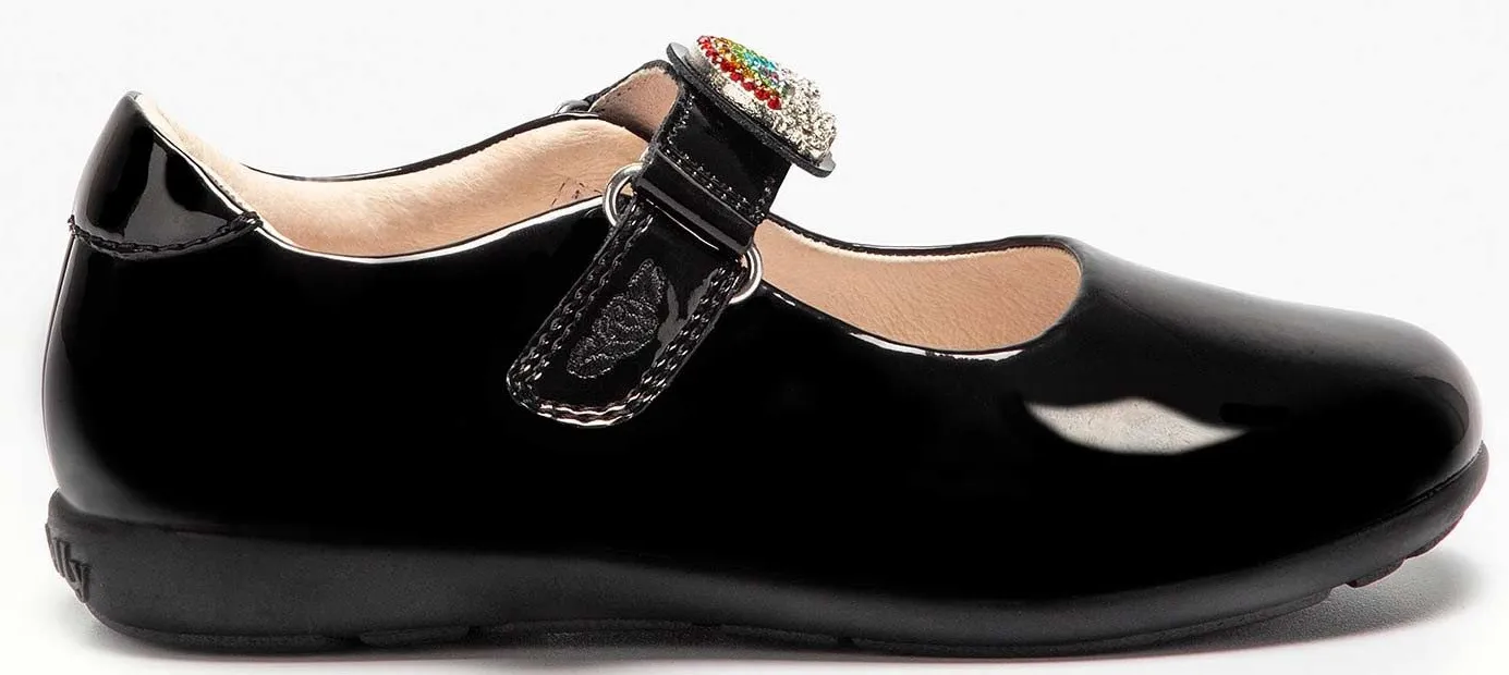 LELLI KELLY LK 8144 G FIT BRITE RAINBOW INTERCHANGEABLE STRAP SCHOOLE SHOES BLACK PATENT