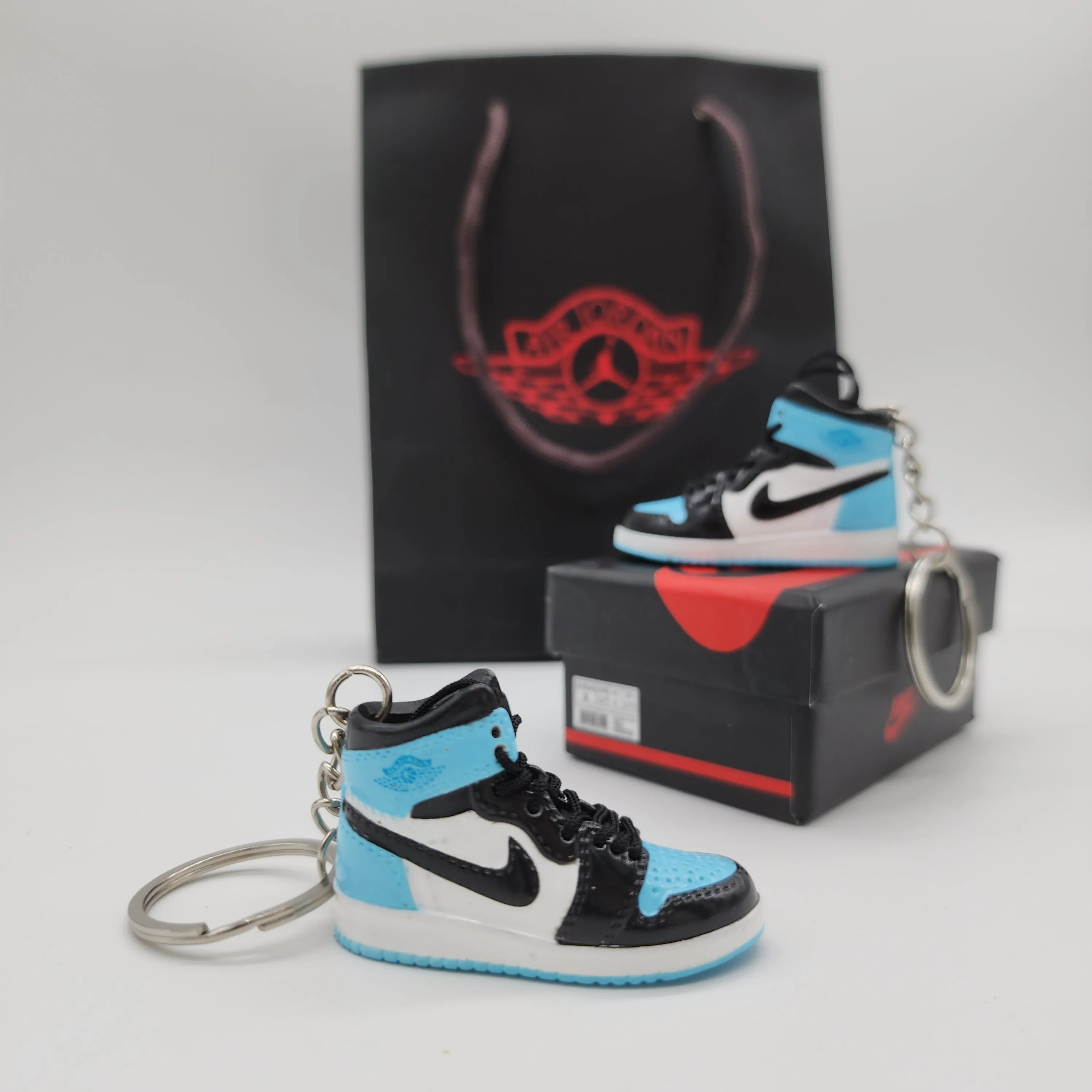 Light Blue/ White/ Black Air Jordan 1 Sneaker Keychain