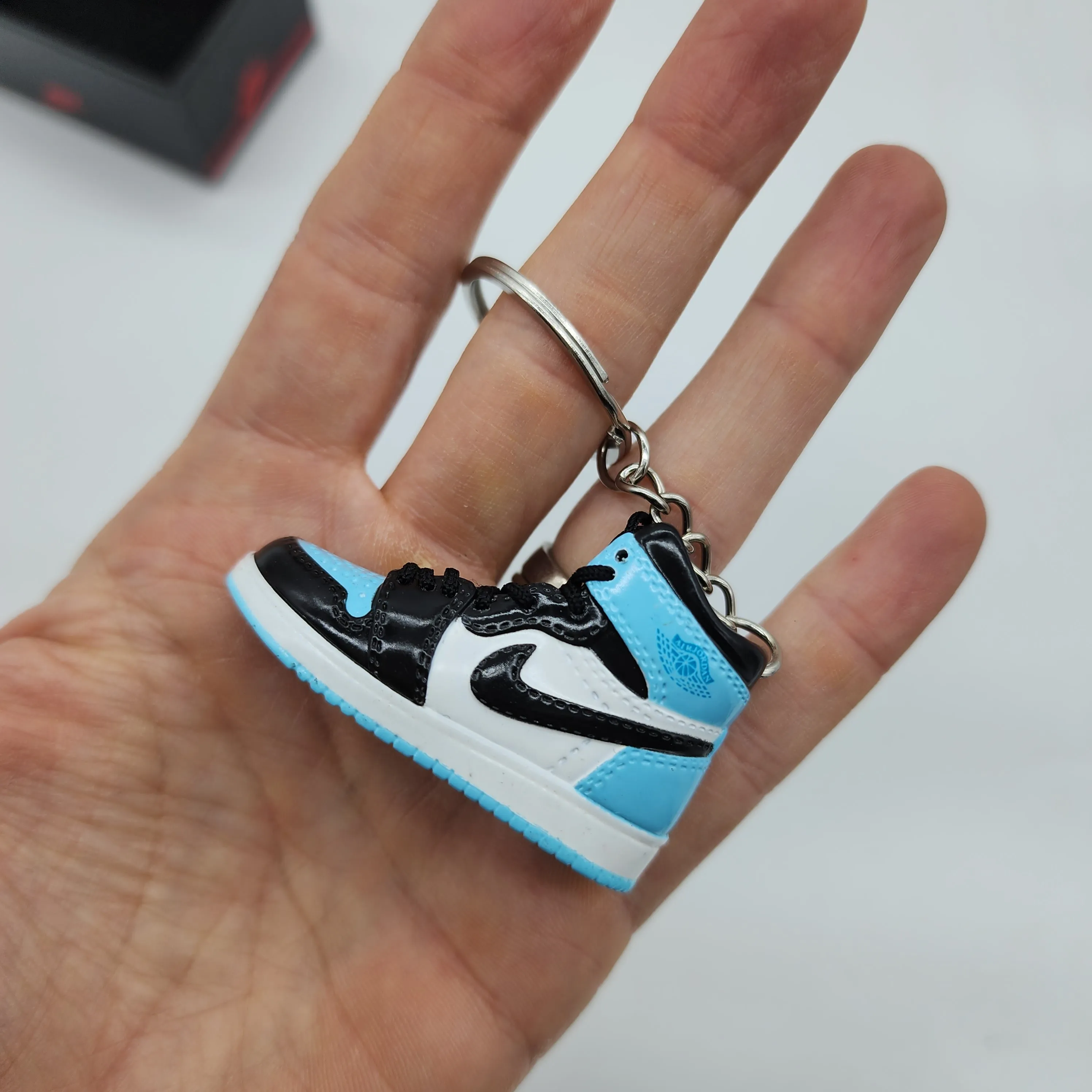 Light Blue/ White/ Black Air Jordan 1 Sneaker Keychain