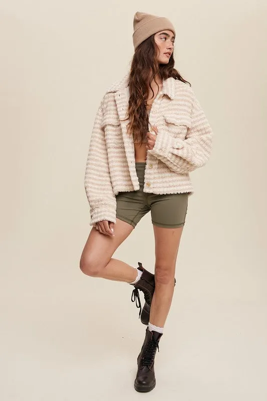 Long-Sleeve Plaid Fleece Shacket