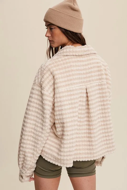 Long-Sleeve Plaid Fleece Shacket