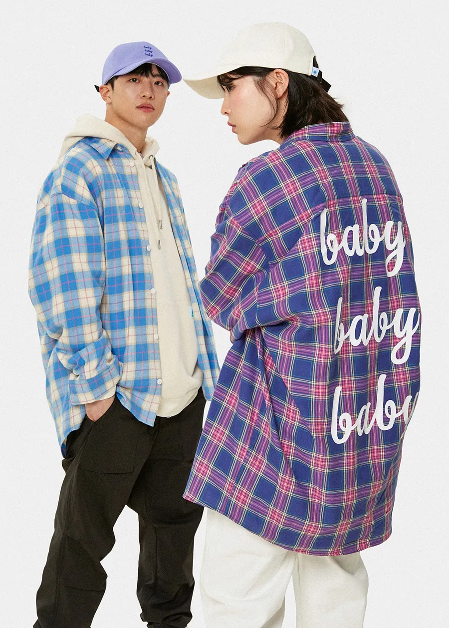 MARKM | Unisex Plaid Patterns Long Sleeve Shirt | Street Style Plain