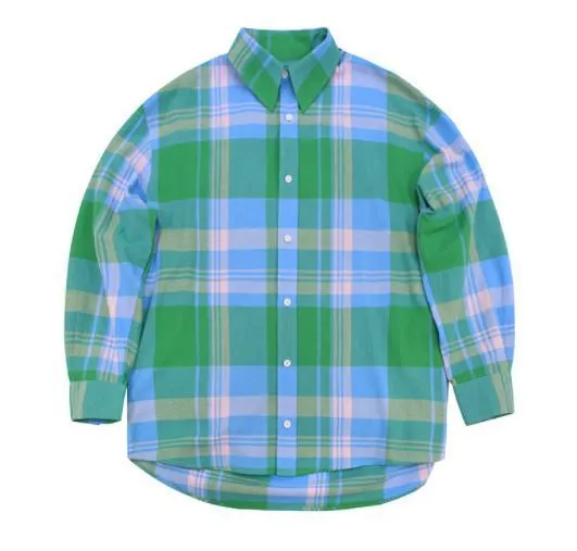 MARKM | Unisex Plaid Patterns Long Sleeve Shirt | Street Style Plain