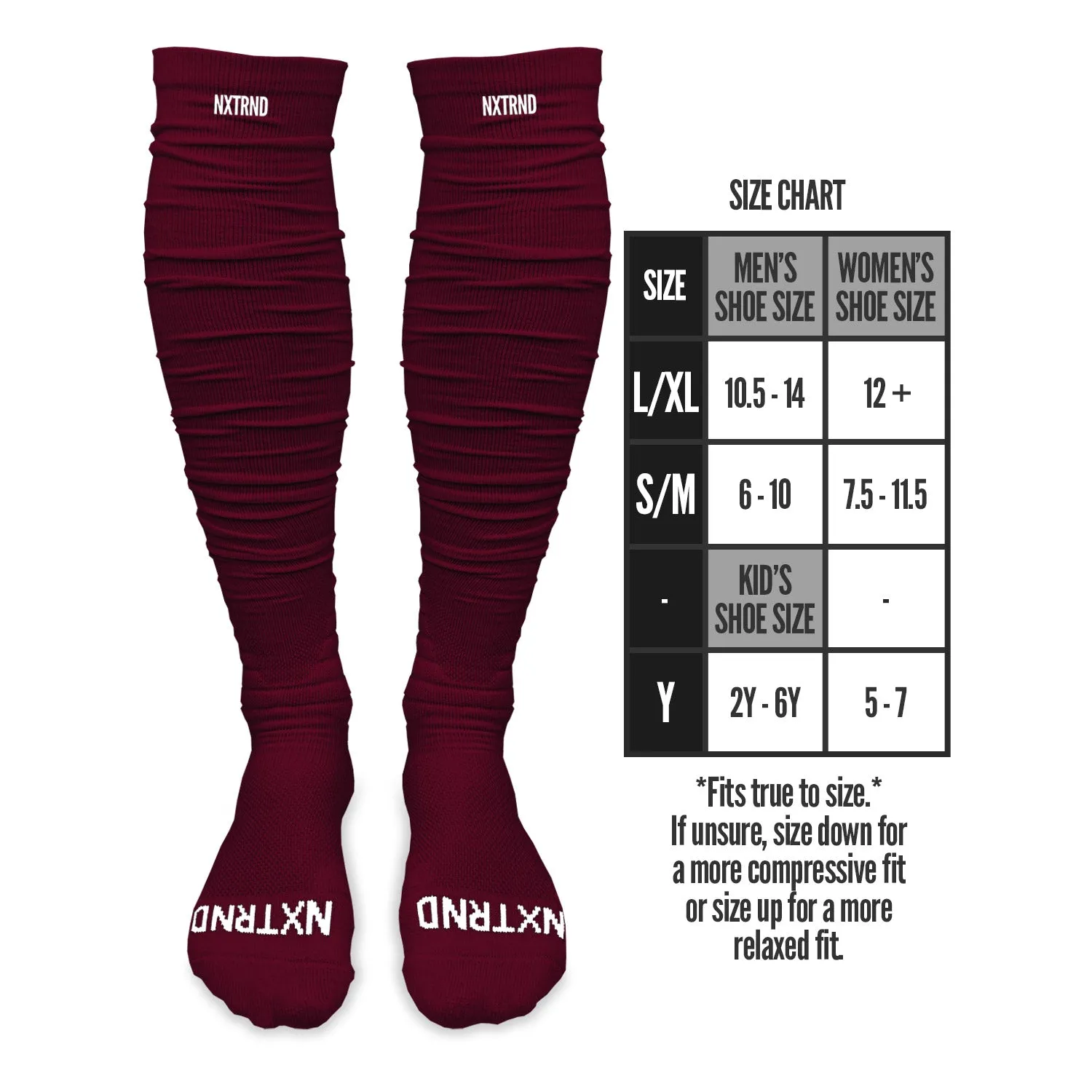 Maroon Scrunch Football Socks