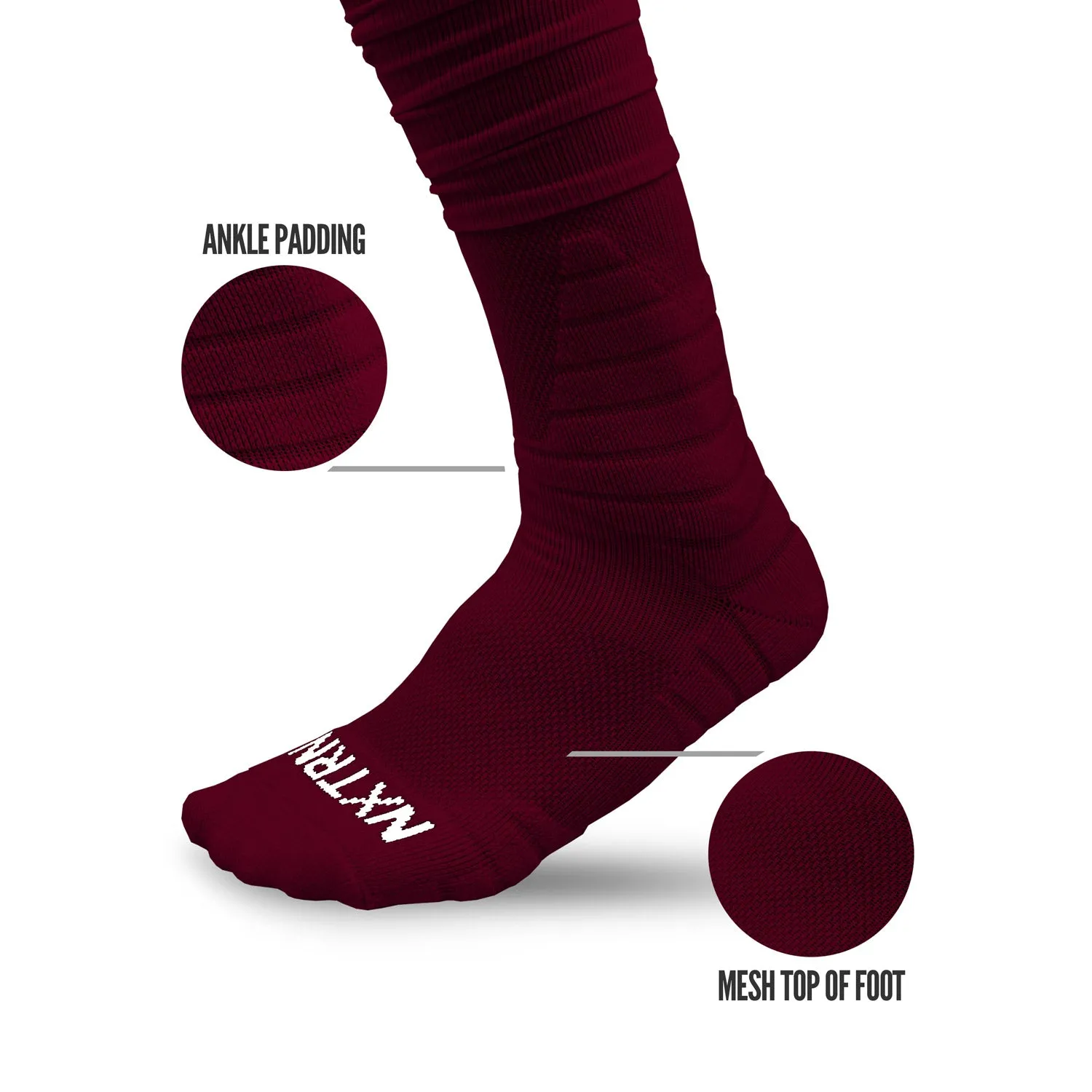 Maroon Scrunch Football Socks