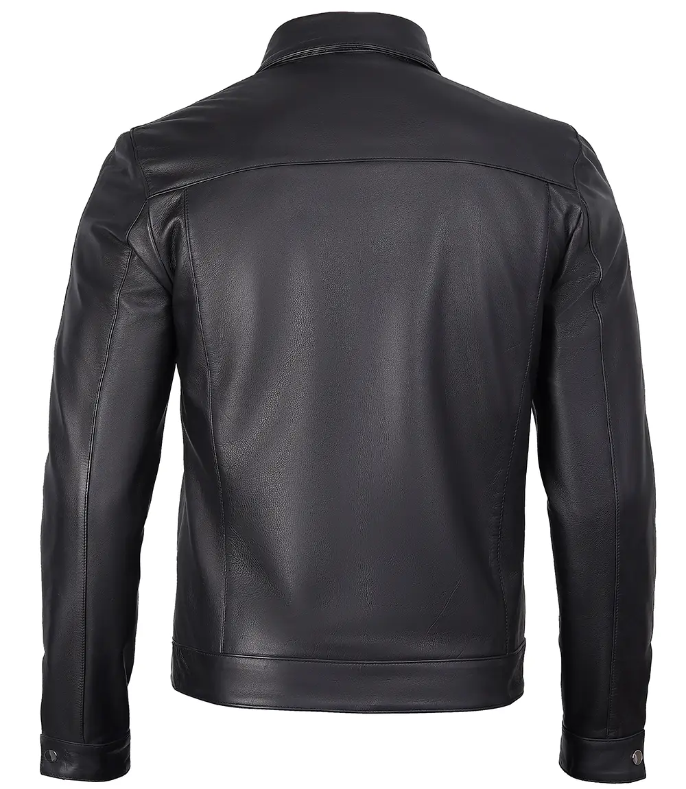 Men's Premium Black Trucker Leather Jacket