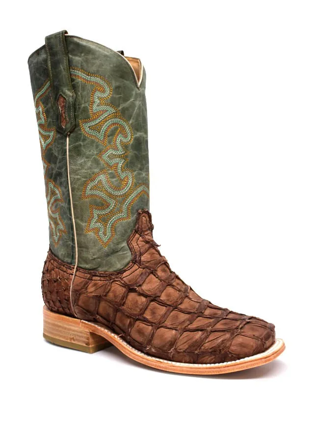 mens brown turquoise fish boots