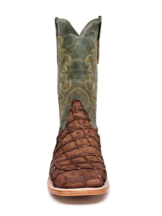 mens brown turquoise fish boots