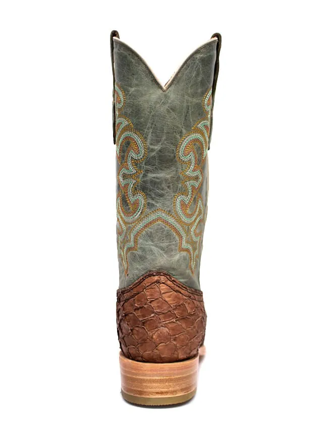 mens brown turquoise fish boots