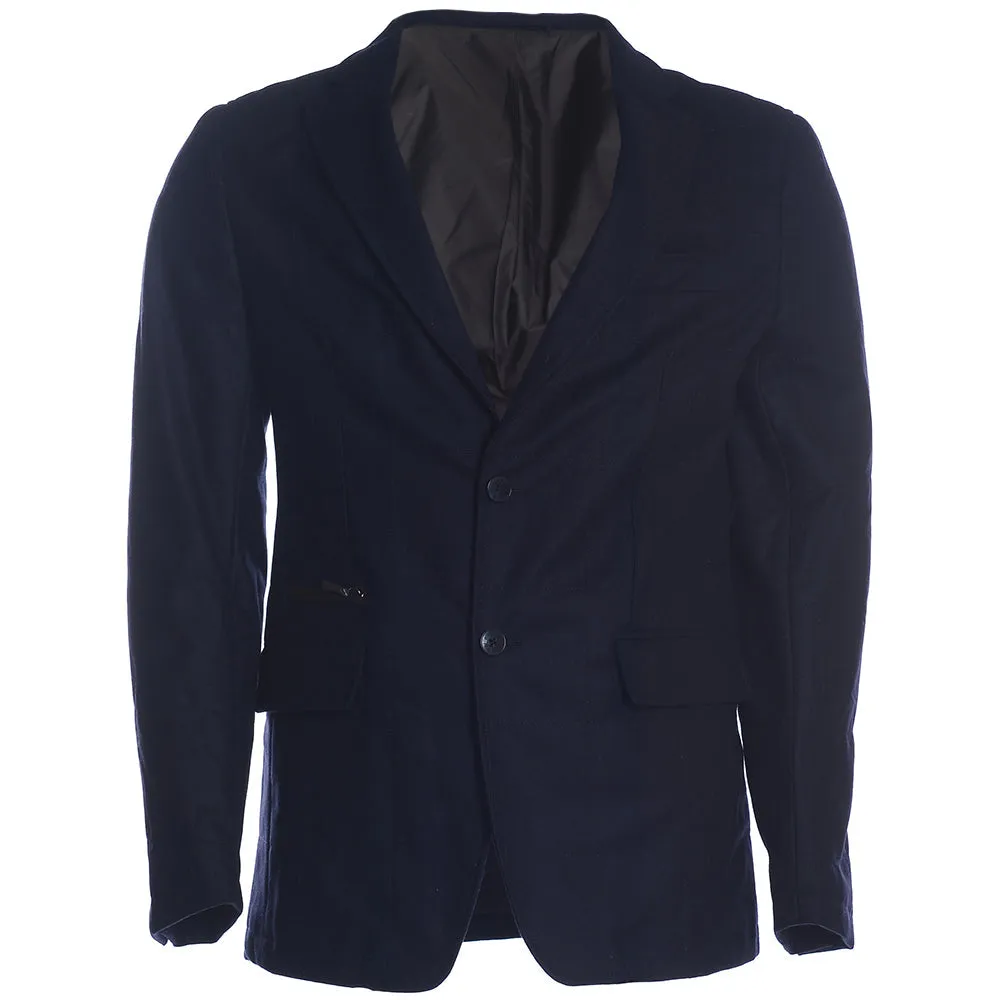 Men's Hackett London Mayfair Quilted Casual Wool Blazer in Navy