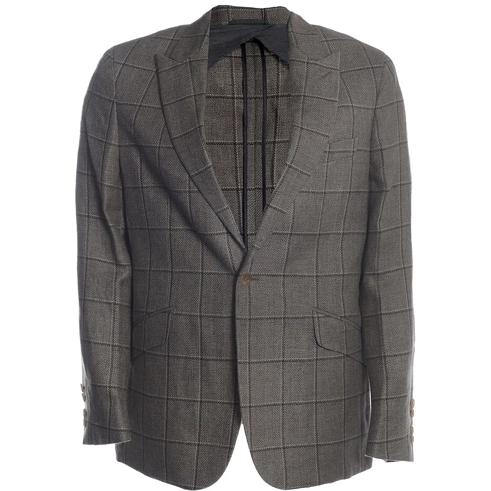 Mens Hackett London Mayfair Windowpane Blazer in Brown