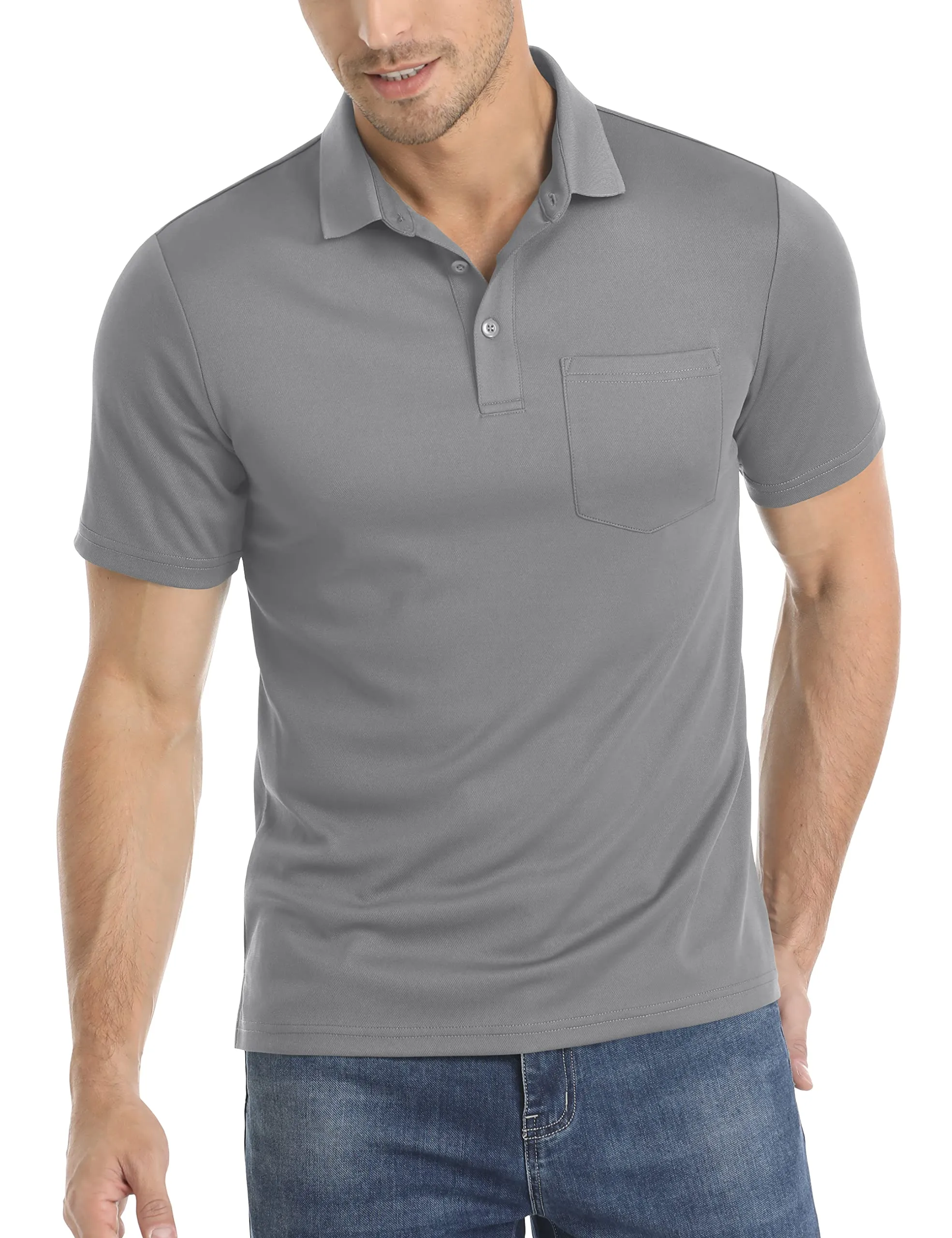 Men's Summer Quick Dry Polo Shirts | Breathable Sport Hiking Tees | Casual Golf T-Shirts With Pocket