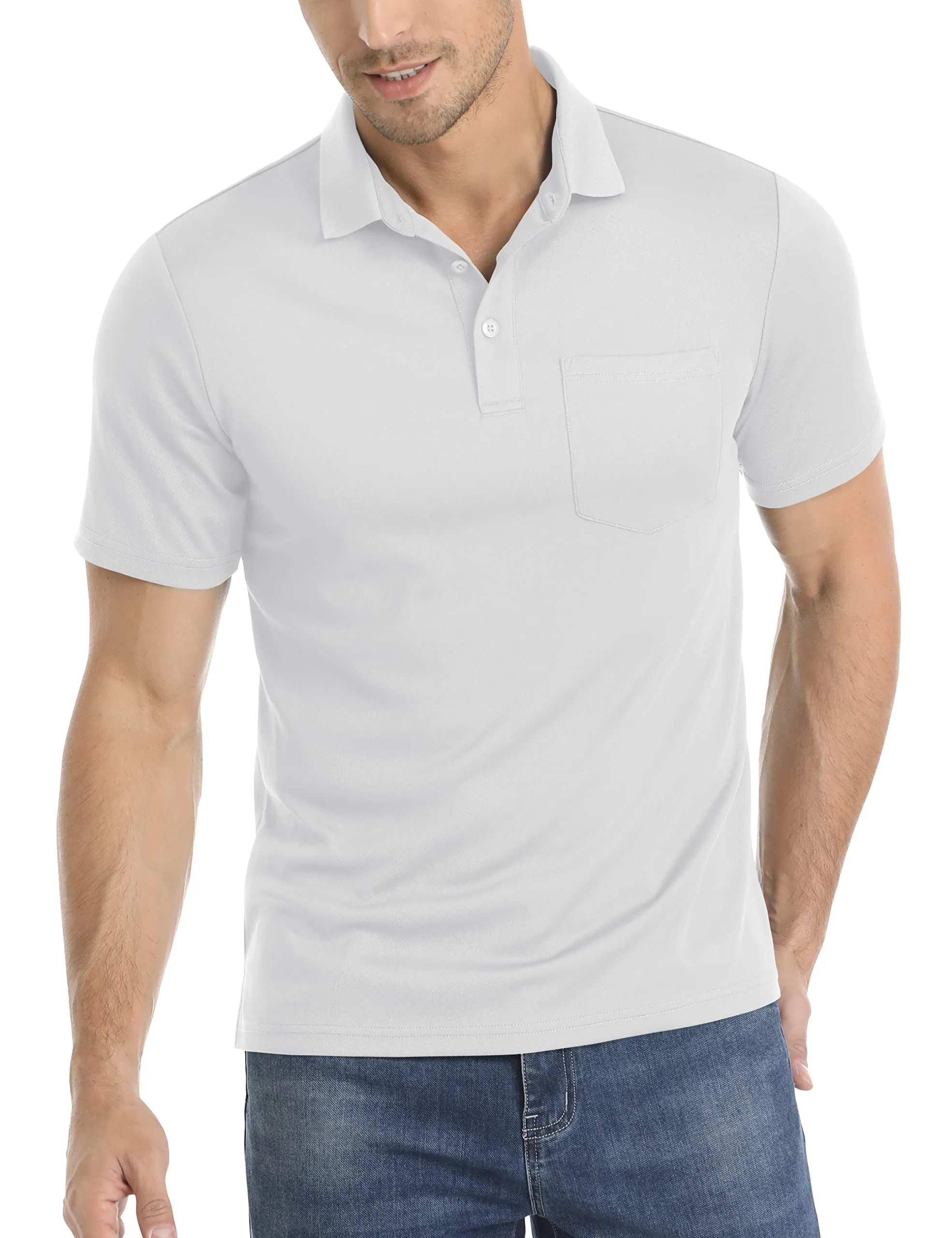 Men's Summer Quick Dry Polo Shirts | Breathable Sport Hiking Tees | Casual Golf T-Shirts With Pocket