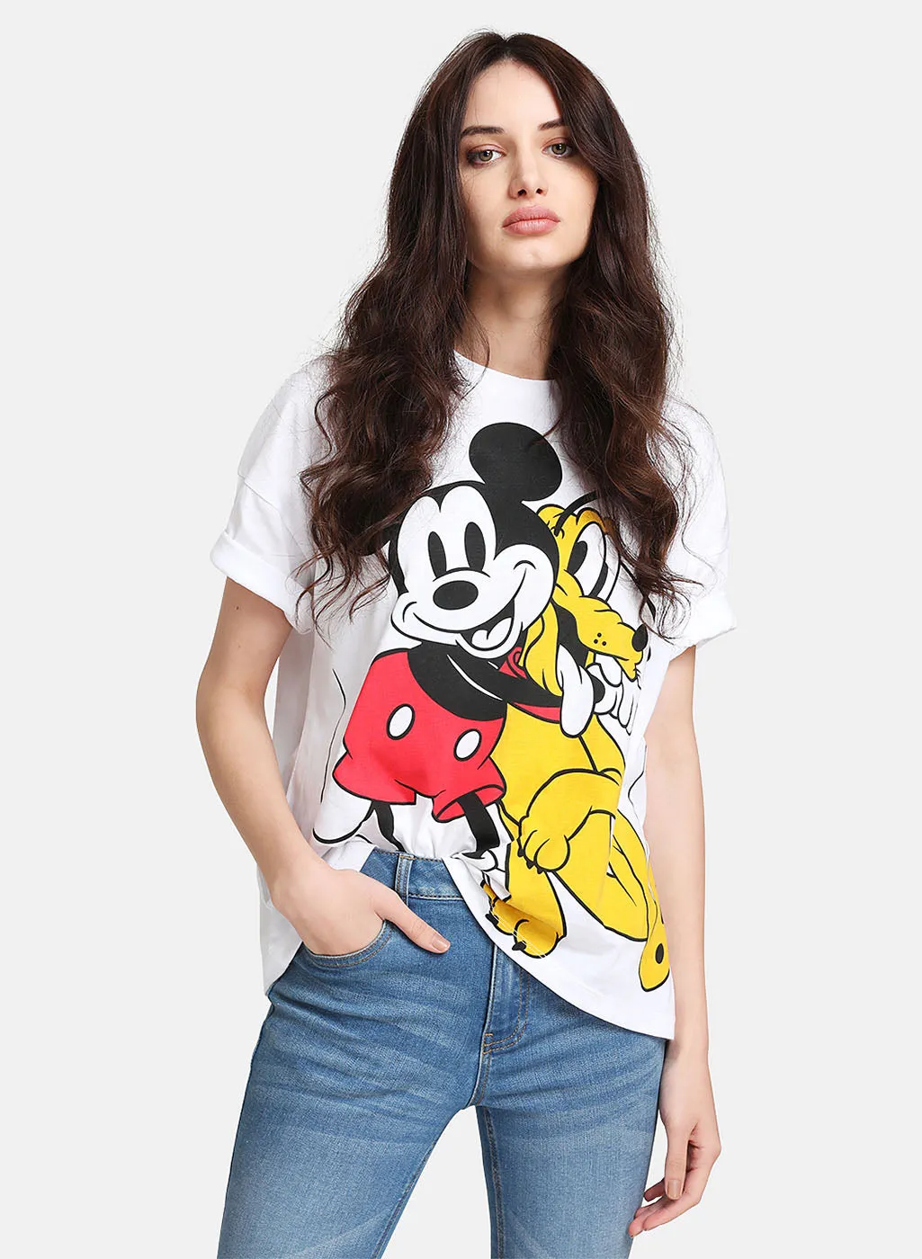 Mickey Mouse and Pluto Disney Printed T-Shirt