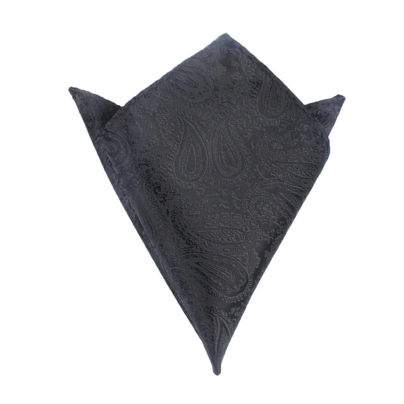 Midnight Black Paisley Pocket Square